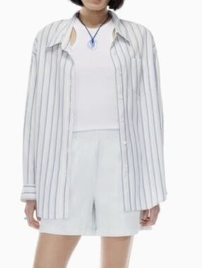 Aritzia Wilfred Free Over Sized Striped Relaxed Shirt Size S